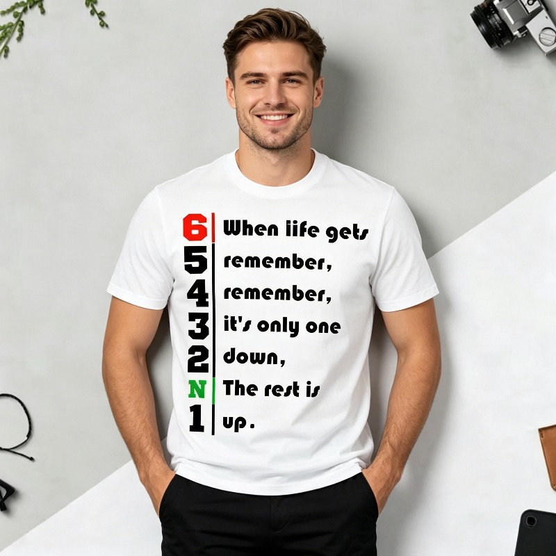 Motorcycle Gear Quotes - Koszulka z grafiką i cytatem o