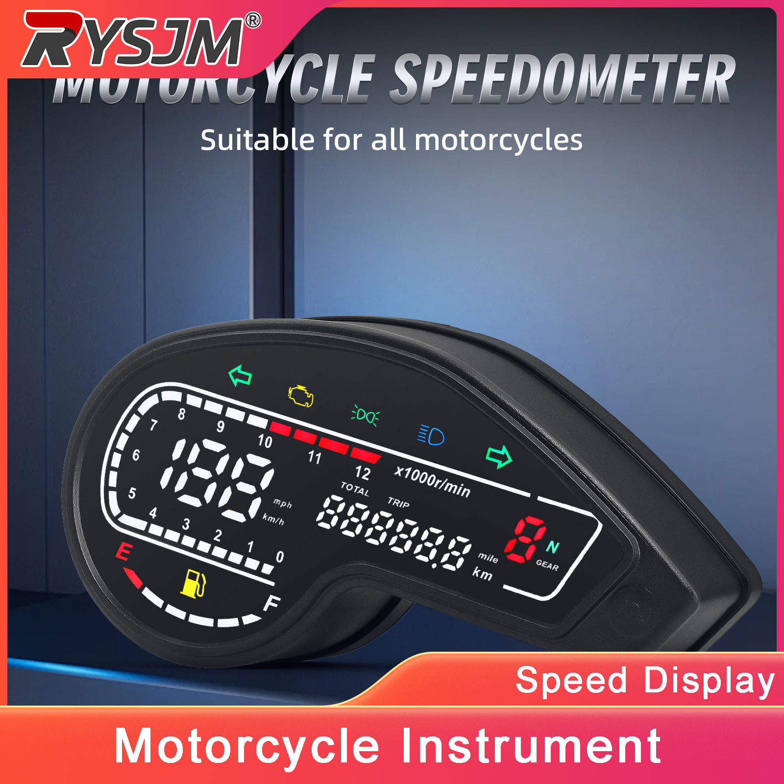 Motorcycle Gear Honda - Cyfrowy licznik prędkości LED z tachometrem,