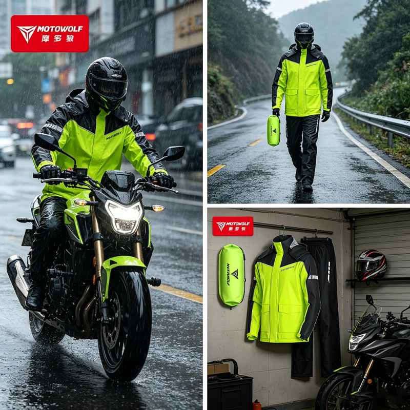 Motorcycle Gear For Men - Akcesoria motocyklowe MOTOWOLF: Wodoodporny kombinezon przeciwdeszczowy,