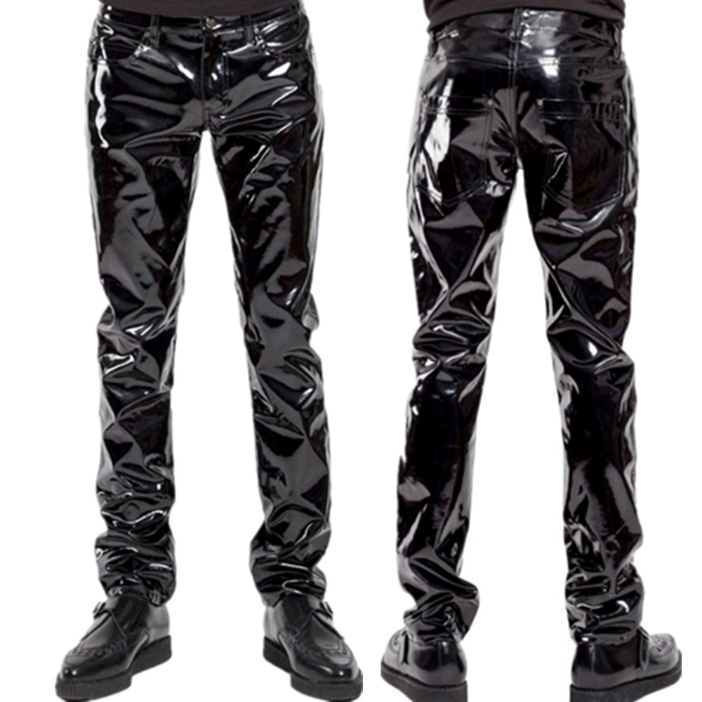 Motorcycle Gear For Men - Błyszczące spodnie lateksowe z PVC męskie